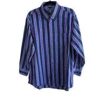XMI Vintage Men's Purple Striped Long Sleeve Size 17 32/33